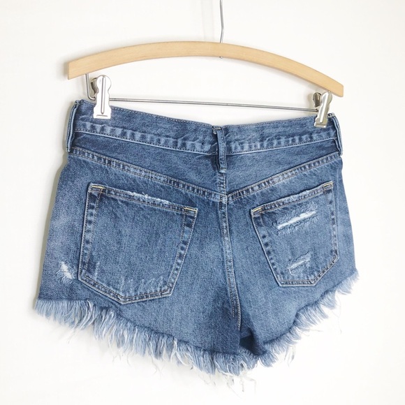 Free people we the free, distressed, fringed button, fly denim shorts - Picture 7 of 11
